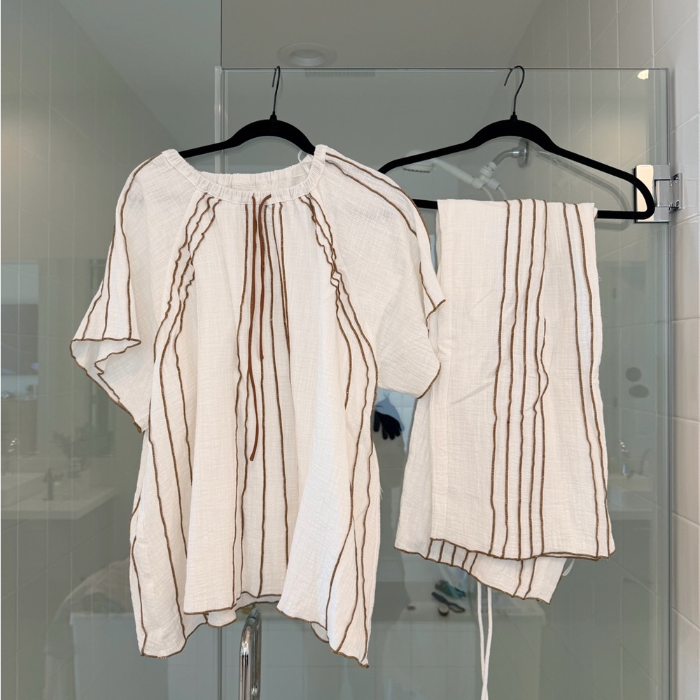 Sabo Skirt White and Brown Jumpsuit